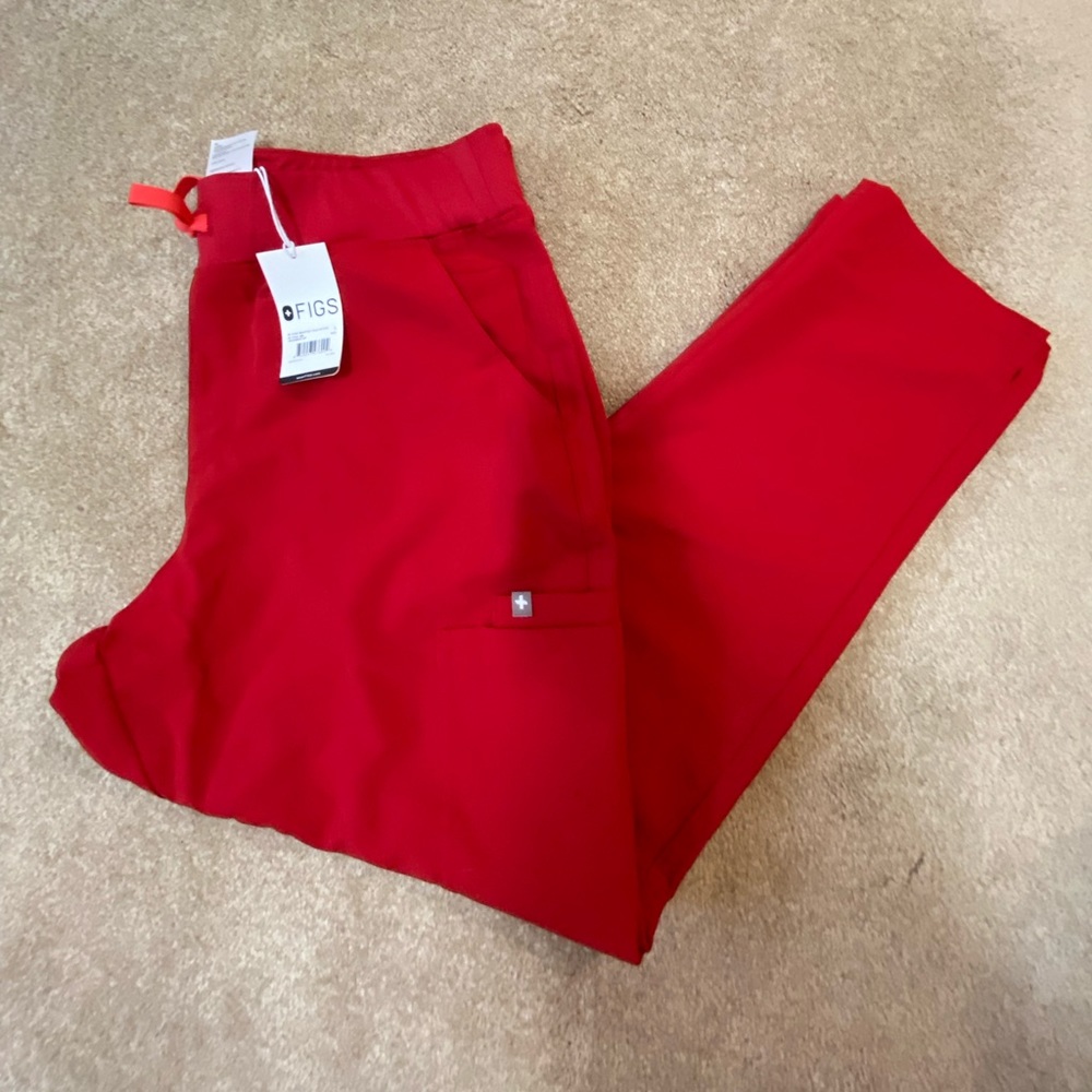NWT Figs High Waisted Yola 2.0  Large Petite Winning Red